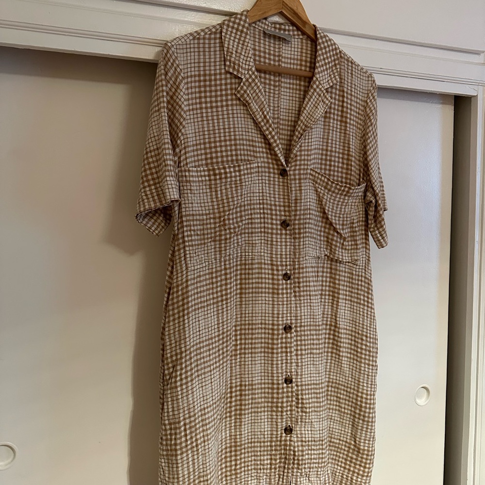 Everlane Brown Checkered Mini Dress